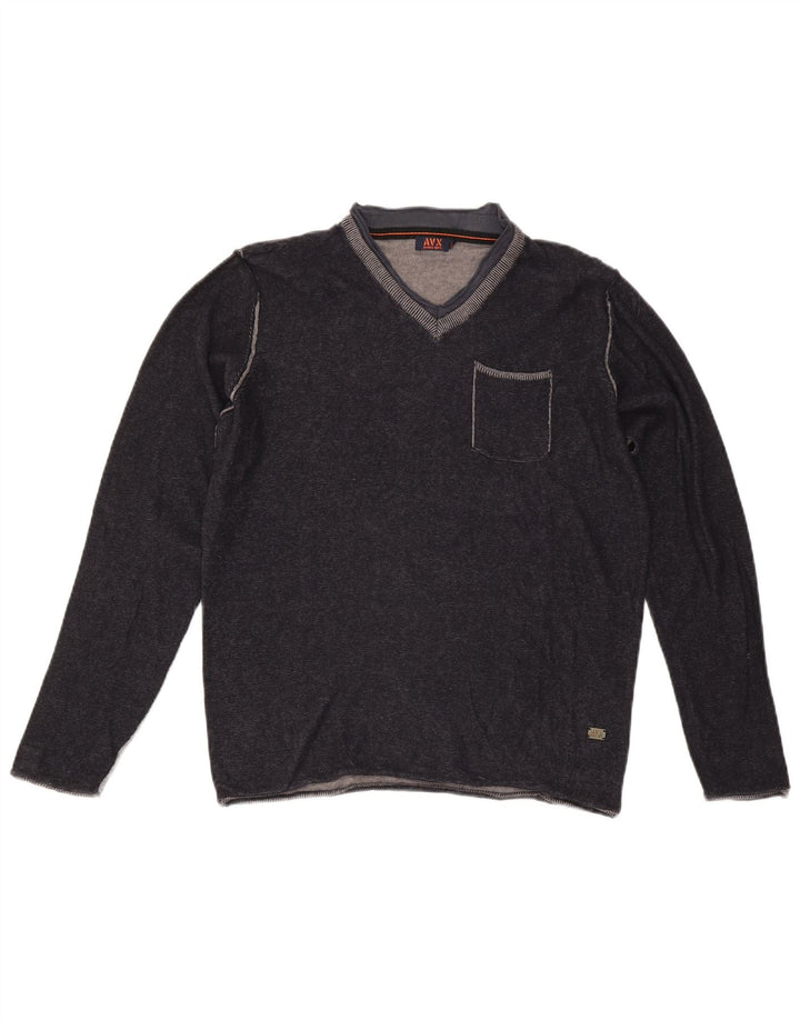 Maglione maglione con scollo a V da uomo Avirex blu navy medio