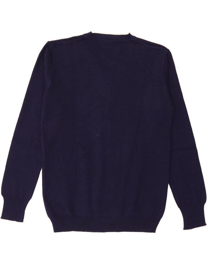 VINTAGE Mens V-Neck Jumper Sweater Medium Navy Blue Acrylic Vintage Vintage and Second-Hand Vintage from Messina Hembry 