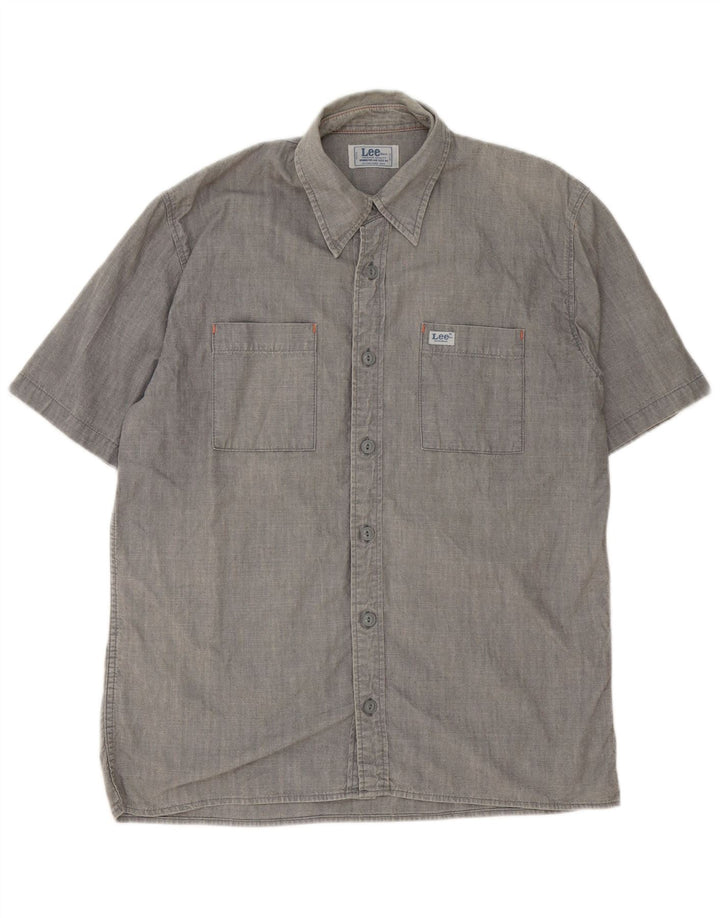 Camicia a maniche corte da uomo Lee in cotone grigio medio