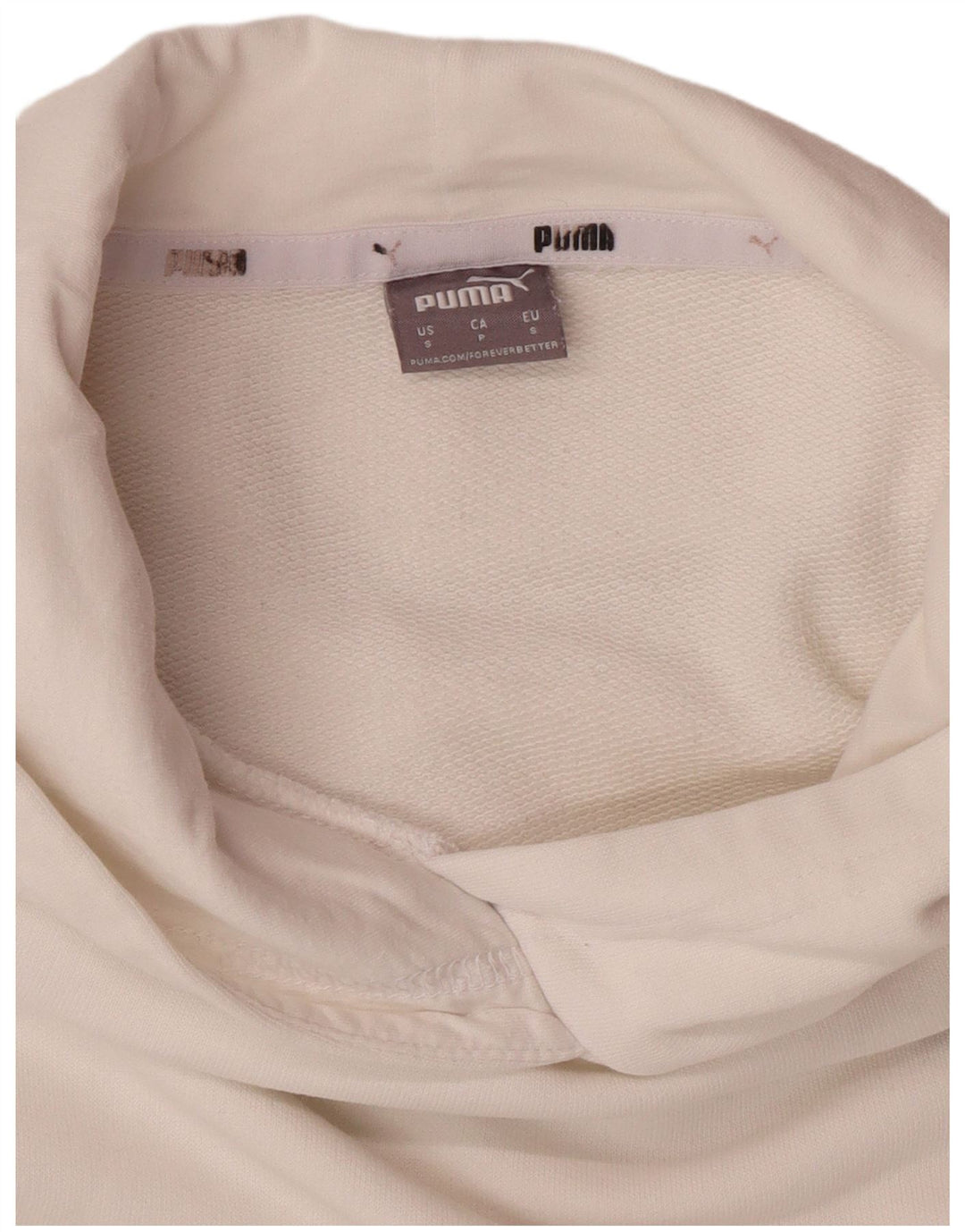 PUMA Felpa con cappuccio grafica oversize da donna UK 10 Small Cotone bianco