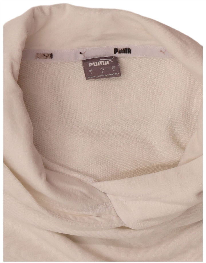 PUMA Felpa con cappuccio grafica oversize da donna UK 10 Small Cotone bianco