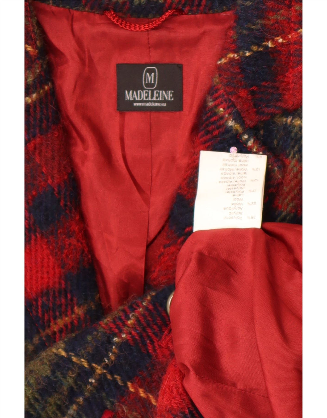 Giacca blazer a 4 bottoni da donna Madeleine UK 14 quadri bordeaux medio