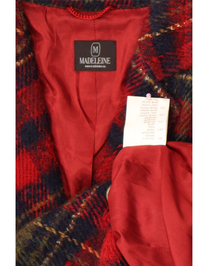 Giacca blazer a 4 bottoni da donna Madeleine UK 14 quadri bordeaux medio