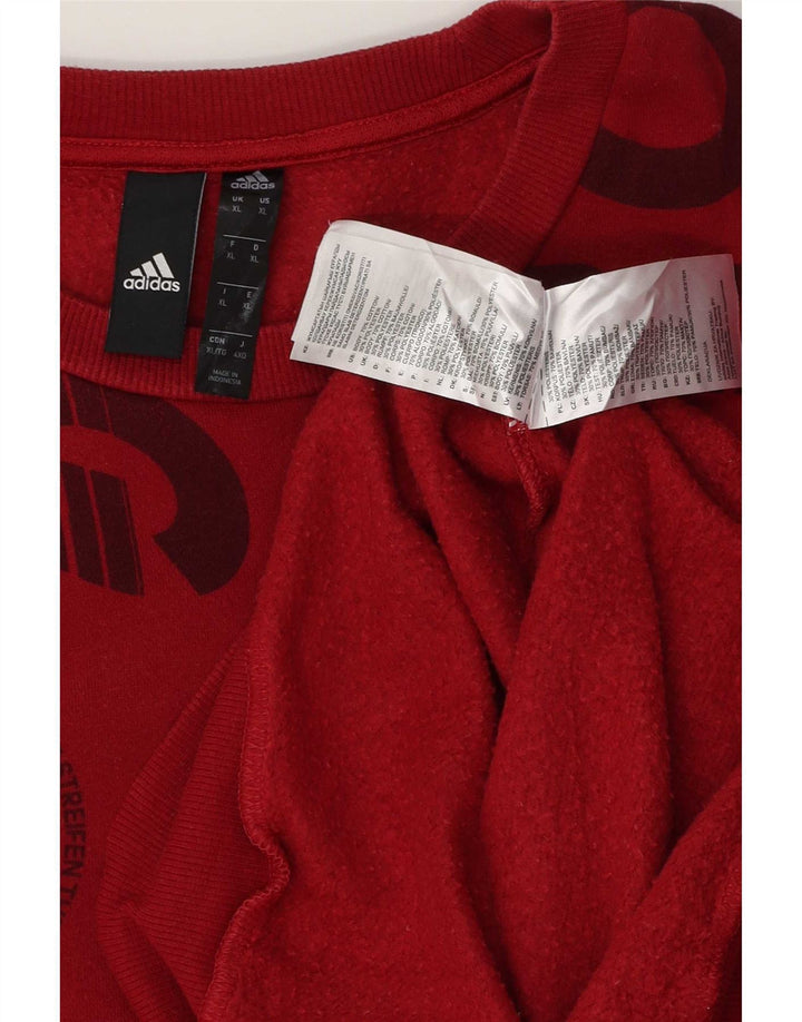 Felpa grafica da uomo Adidas Jumper XL rosso cotone