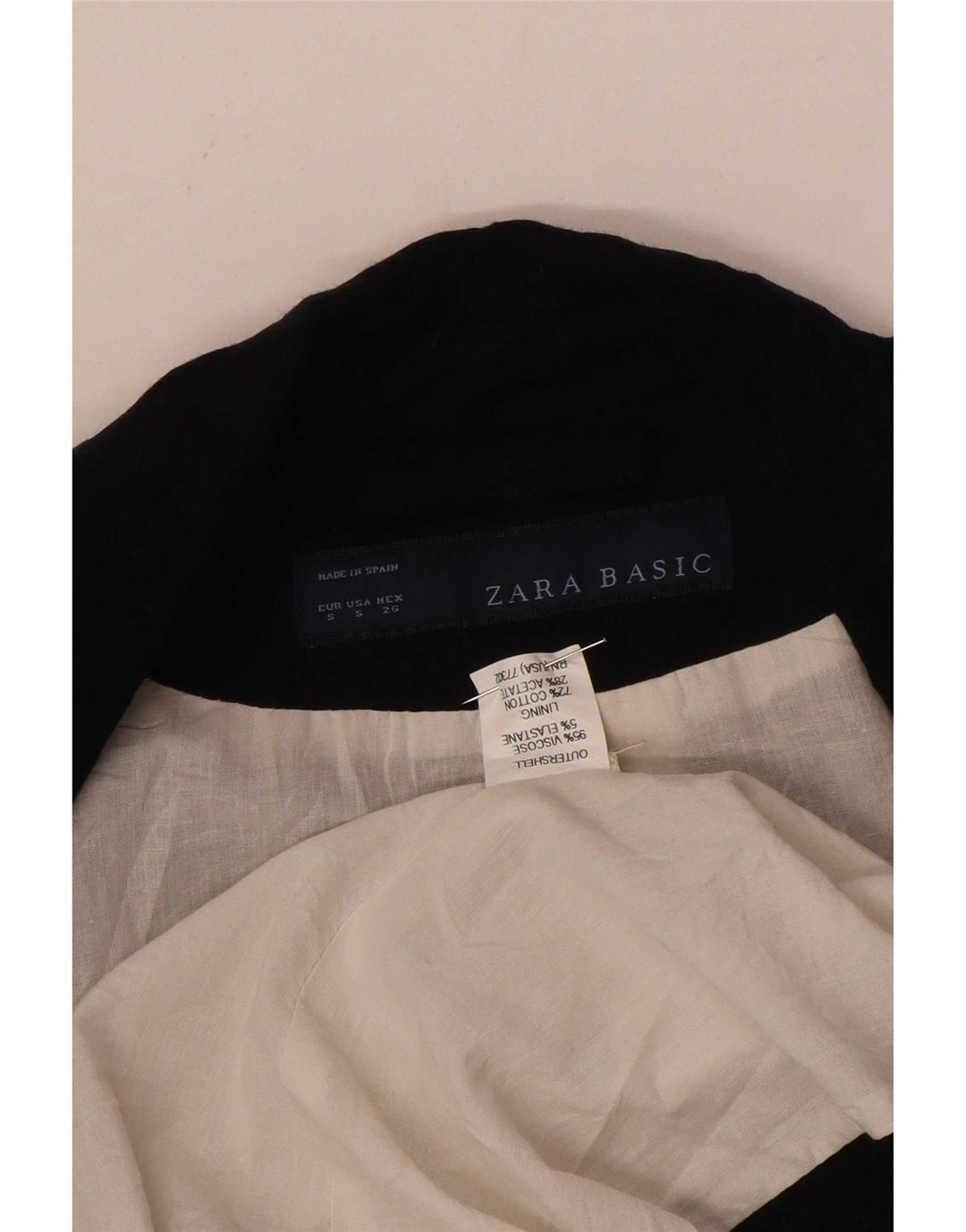 Giacca blazer a 1 bottone da donna Zara UK 10 piccola viscosa nera