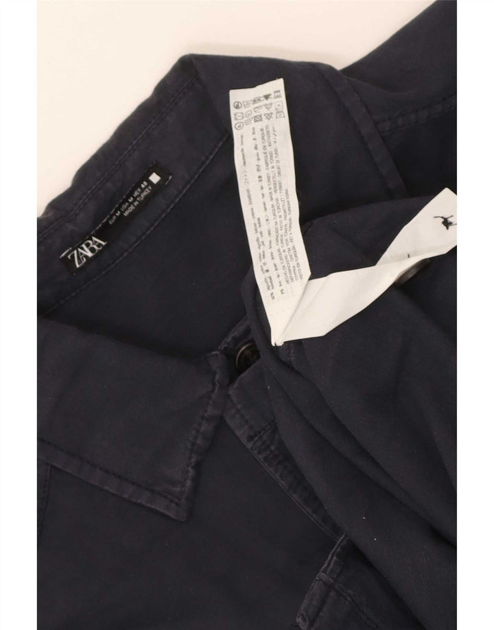Camicia Zara da uomo in cotone blu navy medio