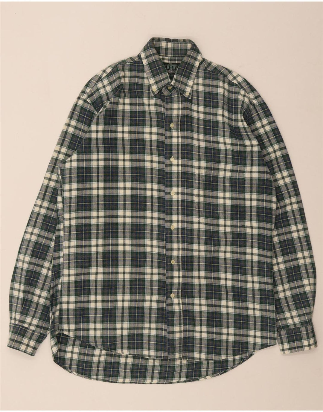 Camicia vintage da uomo in flanella di cotone a quadri verde medio