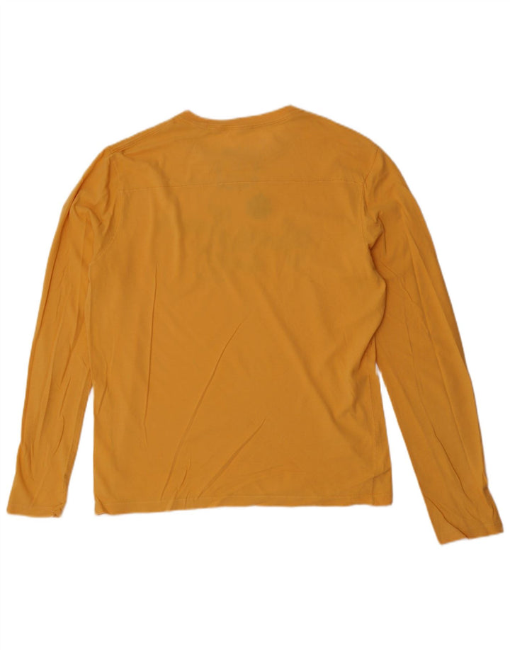 Guess Top grafico da uomo a maniche lunghe in cotone giallo grande