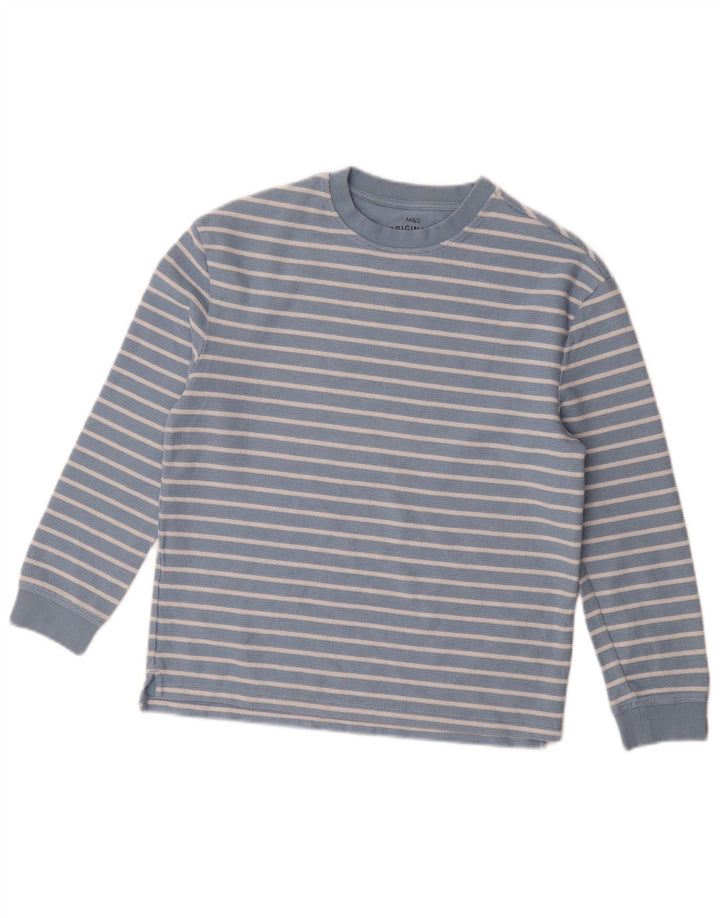 Maglietta Marks & Spencer da bambino a maniche lunghe 11-12 anni in cotone a righe blu