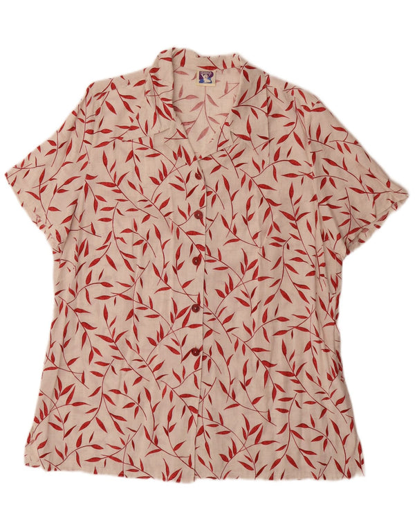 Camicia a maniche corte da donna Yessica UK 20 2XL Viscosa floreale bianco sporco