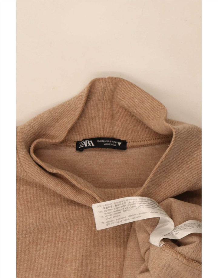 Abito a trapezio da donna Zara con maniche a 3/4 UK 10 piccolo in poliestere beige