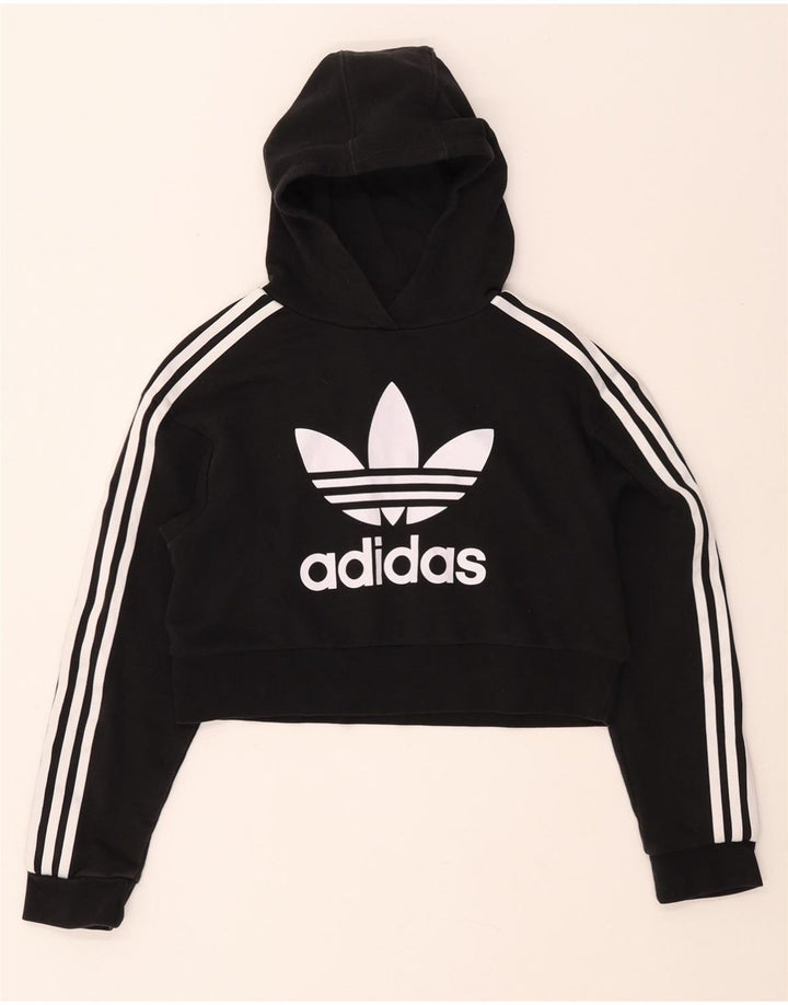 Maglione con cappuccio grafico ADIDAS per ragazze 11-12 anni in cotone nero