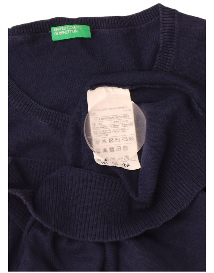 Maglione Cardigan Bambina BENETTON 13-14 Anni 3XL Cotone Blu Navy