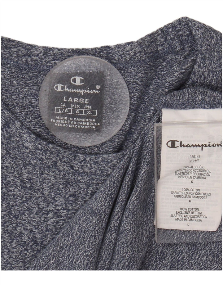 CHAMPION Mens Graphic T-Shirt Top Large Blue Flecked
