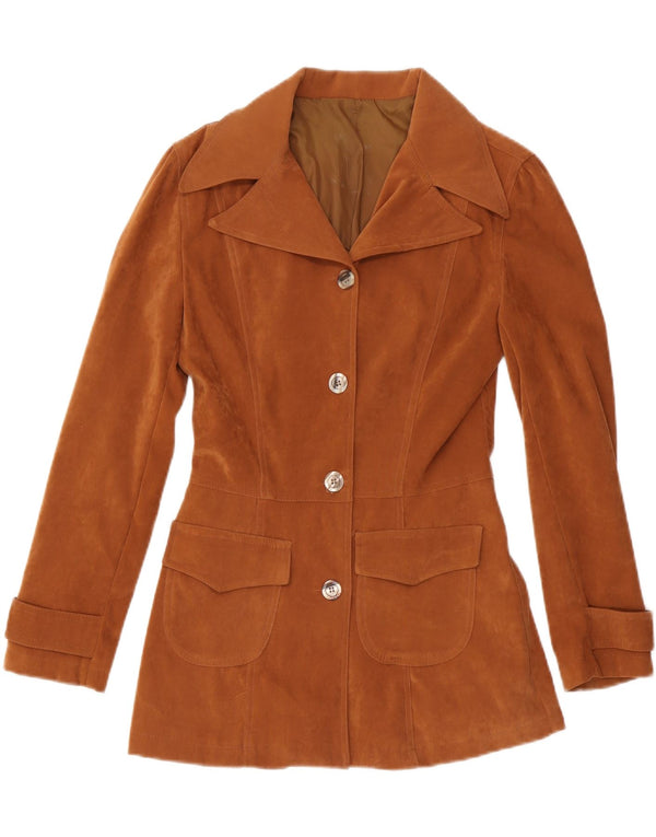 Giacca blazer vintage da donna a 4 bottoni UK 10 piccola marrone