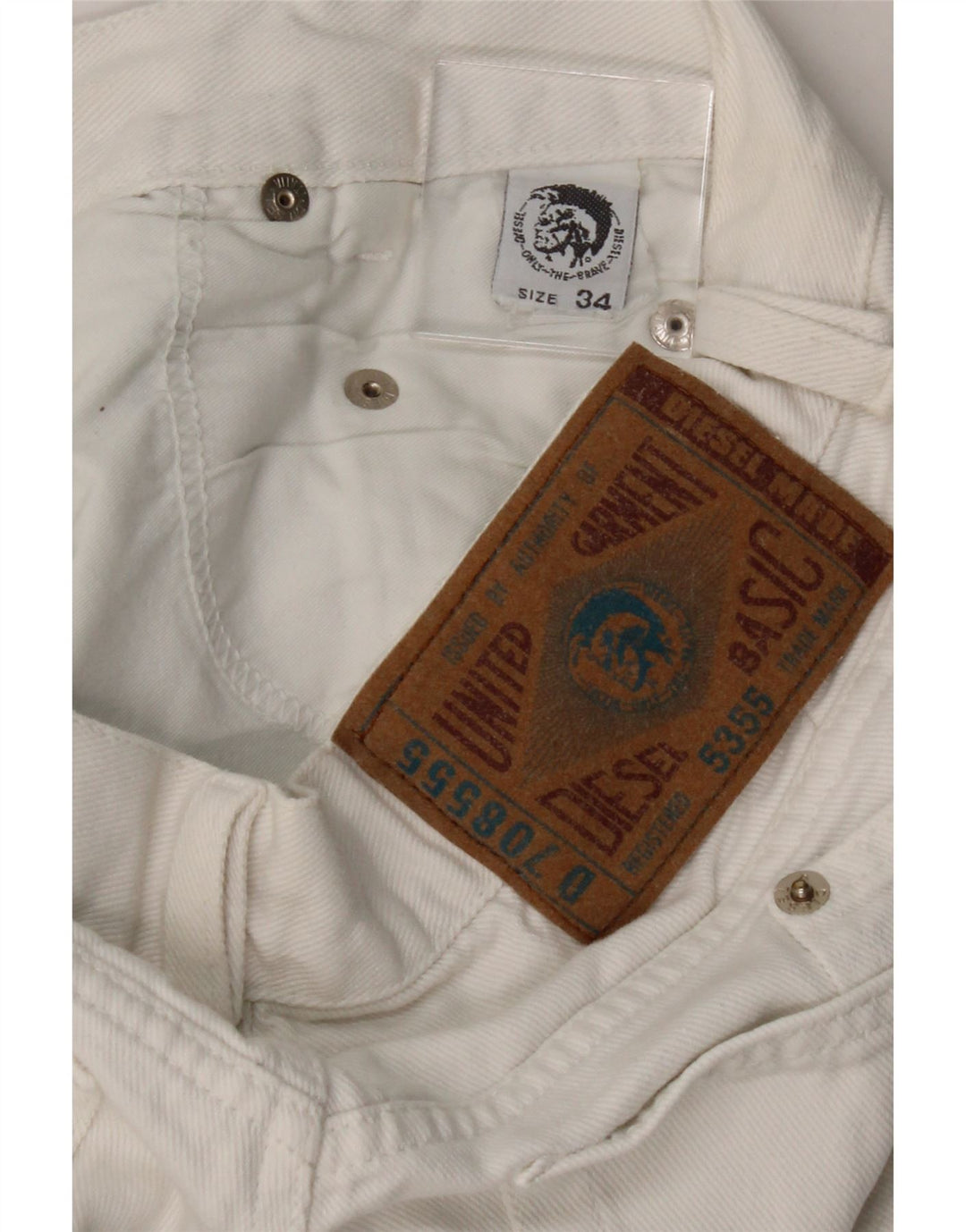 DIESEL Mens Tapered Jeans W34 L34 White Cotton Vintage Diesel and Second-Hand Diesel from Messina Hembry 