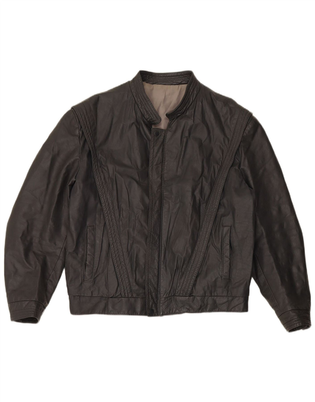 Giacca in pelle da uomo VINTAGE UK 40 grande in pelle grigia