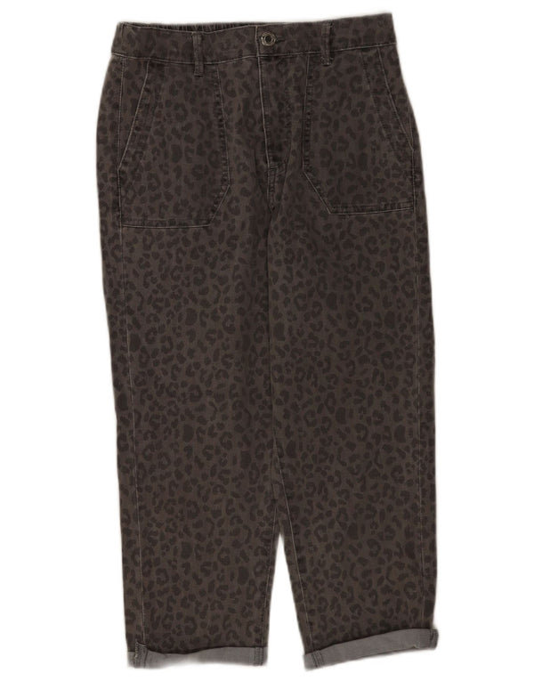Jeans corti Marks & Spencer da donna UK 10 piccoli W28 L21 grigio stampa animalier