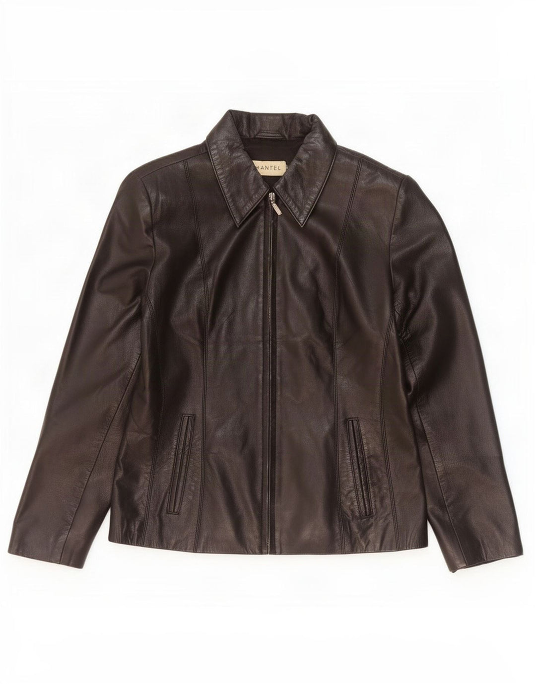 Giacca in pelle vintage da donna UK 12 media nera