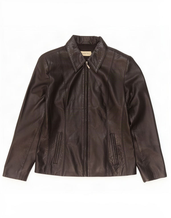 Giacca in pelle vintage da donna UK 12 media nera