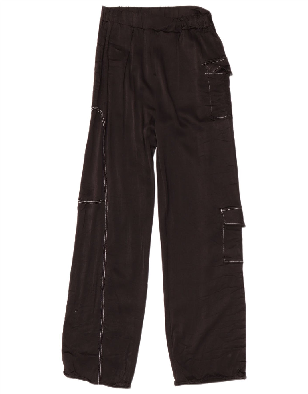 Pantaloni cargo Zara da donna a gamba larga piccoli W26 L27 viscosa nera