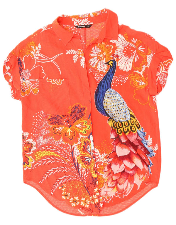DESIGUAL Donna Camicia a maniche corte con grafica Camicetta UK 14 Rosa medio floreale