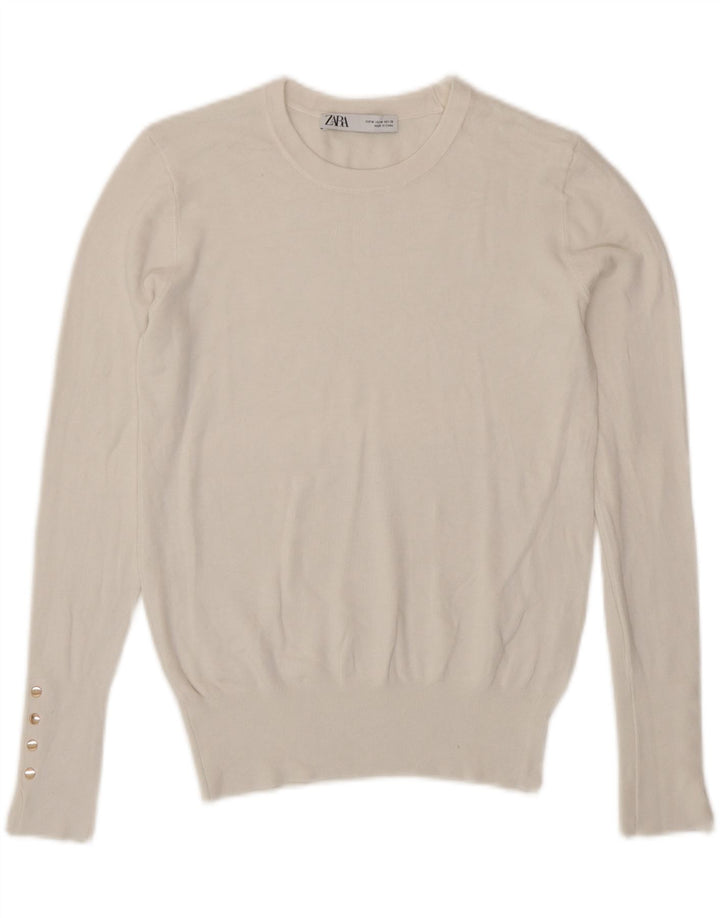 Maglione maglione girocollo da donna Zara UK 12 bianco medio