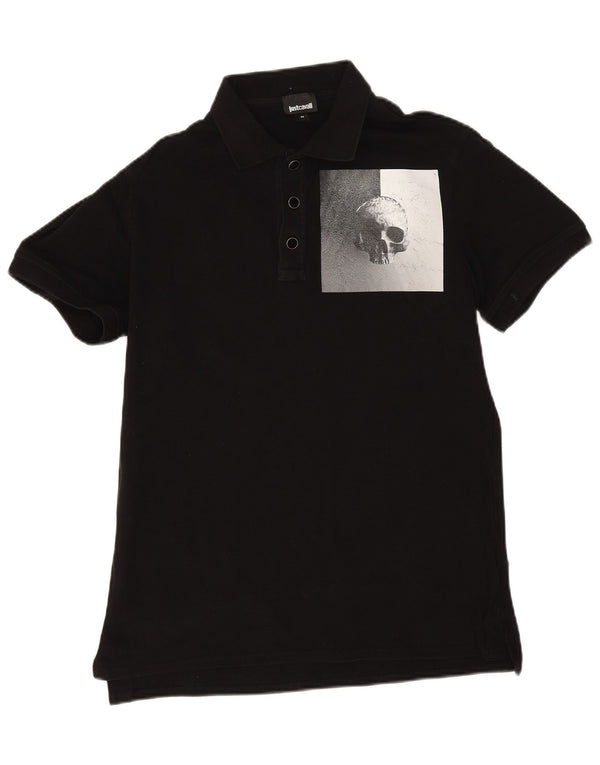 Polo grafica da uomo Just Cavalli con teschio in cotone nero medio