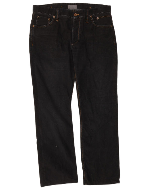 Pantaloni dritti in velluto a coste da uomo Zara EU 46 XL W36 L30 poliestere nero