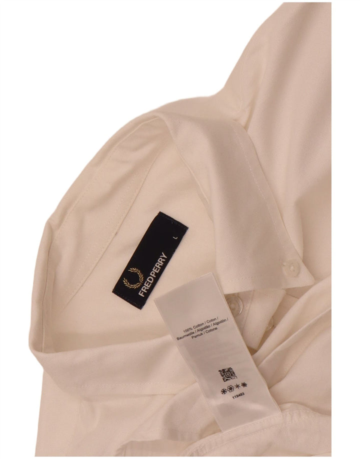 Camicia da uomo Fred Perry grande in cotone bianco