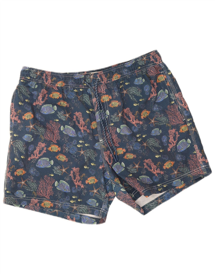 Pantaloncini da bagno da uomo John Lewis con motivo astratto, grandi in poliestere blu navy
