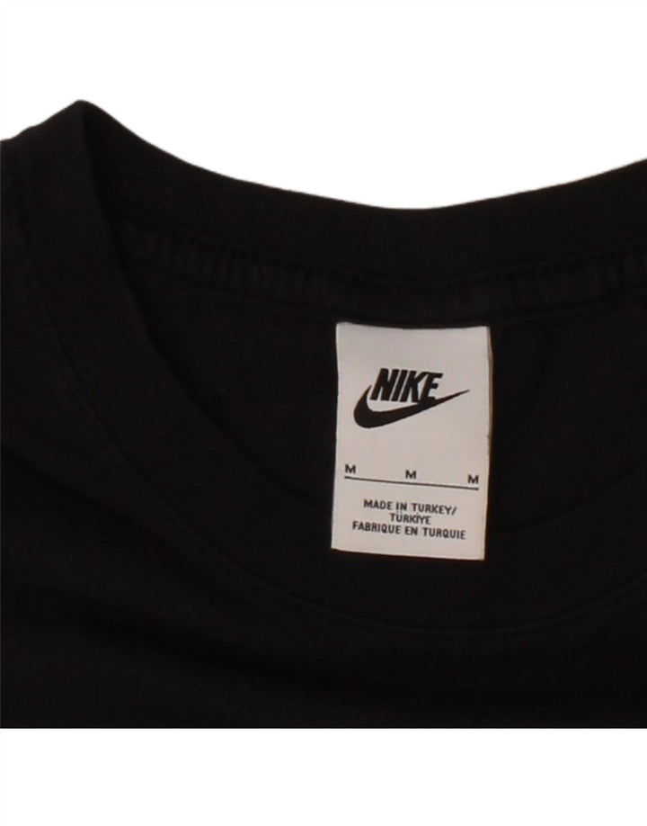 NIKE Mens Graphic T-Shirt Top Medium Black Cotton