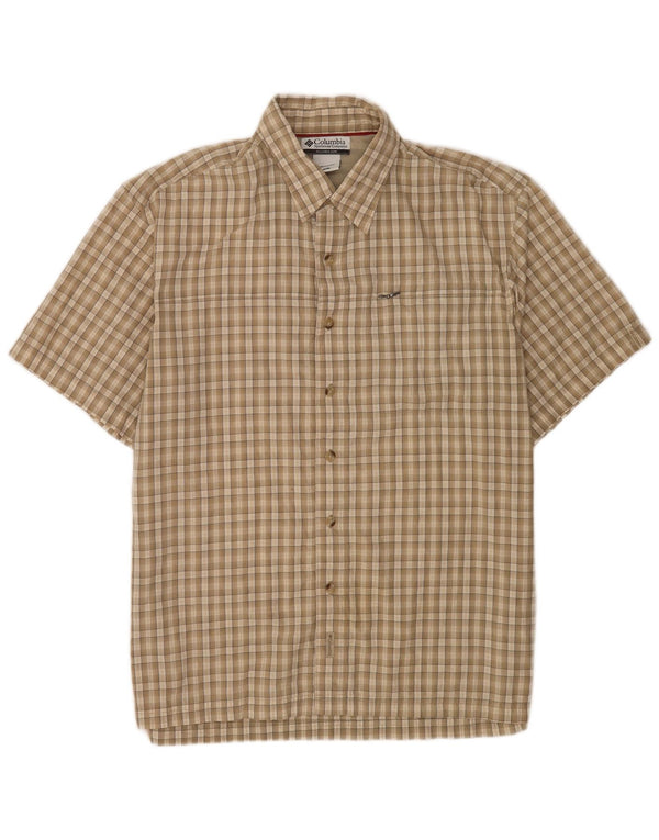 Camicia Columbia da uomo a maniche corte, vestibilità regolare, in cotone a quadri beige medio