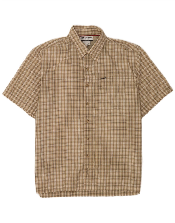 Camicia Columbia da uomo a maniche corte, vestibilità regolare, in cotone a quadri beige medio