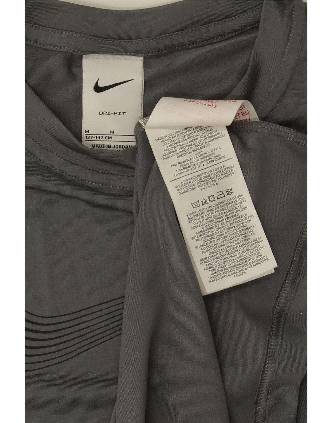 T-shirt grafica Nike da ragazzo Dri Fit Top 10-11 anni in poliestere grigio medio