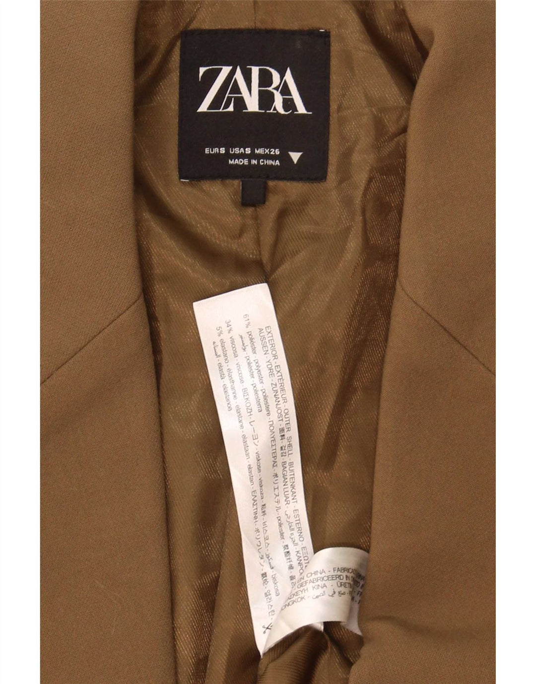 Giacca blazer oversize a 2 bottoni da donna Zara UK 10 piccola in poliestere marrone