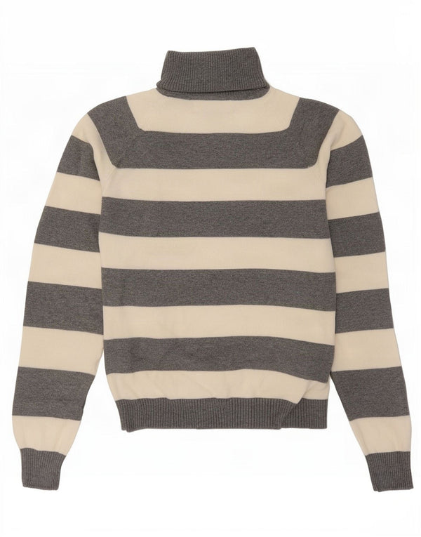 Maglione corto da donna Zara con collo alto UK 10 piccolo cotone a righe grigie