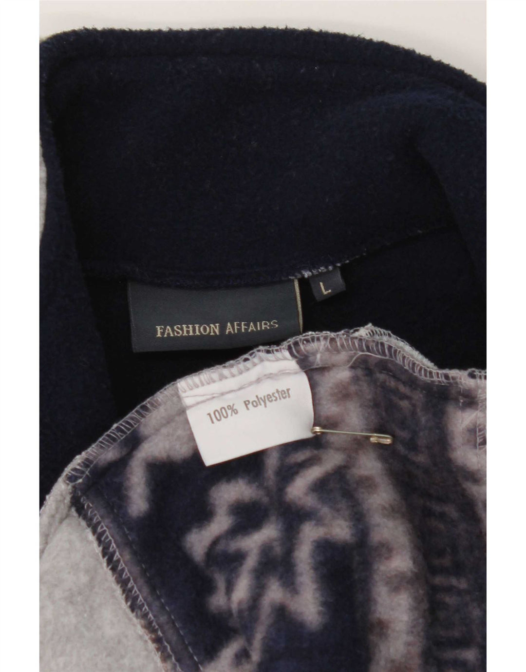 Maglione in pile da uomo vintage con zip sul collo, grande poliestere floreale grigio