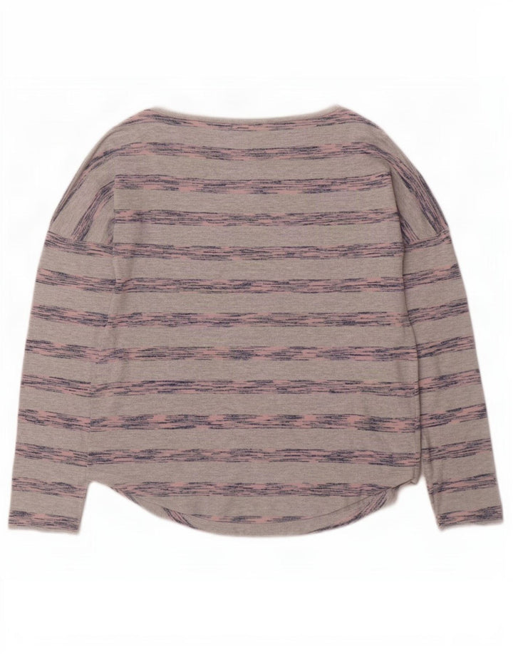 Marks & Spencer Top da donna a maniche lunghe UK 10 Small in viscosa a righe grigie