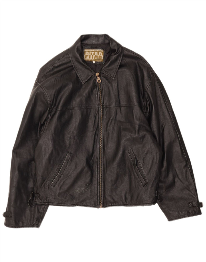 Giacca in pelle vintage da uomo IT 52 XL in pelle nera