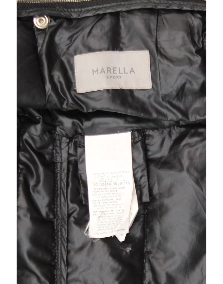 Cappotto imbottito con cappuccio da donna Marella UK 16 grande poliestere nero