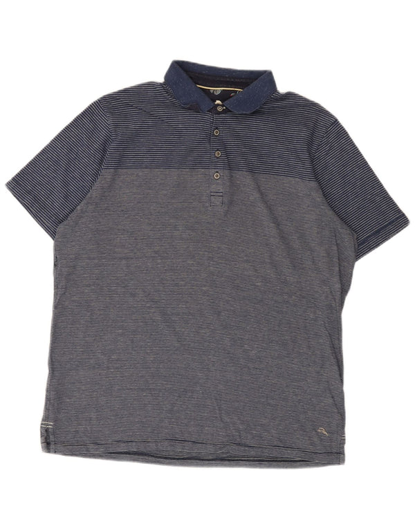 Polo da uomo Tommy Bahama in cotone gessato medio blu navy