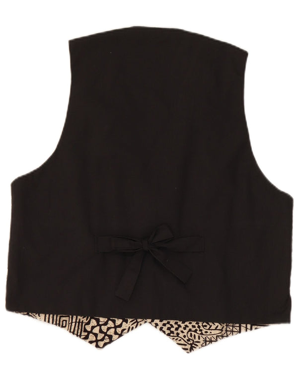 Gilet grafico da donna vintage UK 14 medio nero