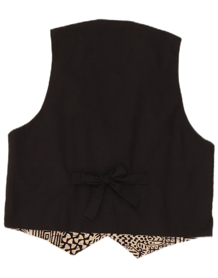 Gilet grafico da donna vintage UK 14 medio nero