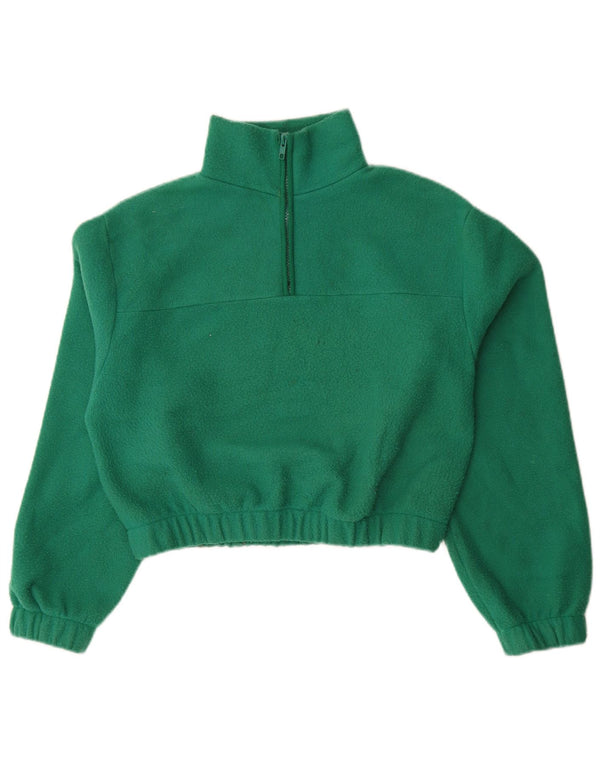 Maglione oversize in pile da donna con collo corto e zip Topshop UK 10 piccolo verde