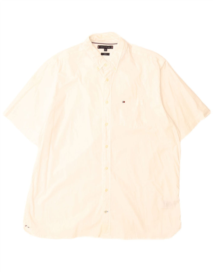 Camicia a maniche corte da uomo Tommy Hilfiger 2XL cotone bianco