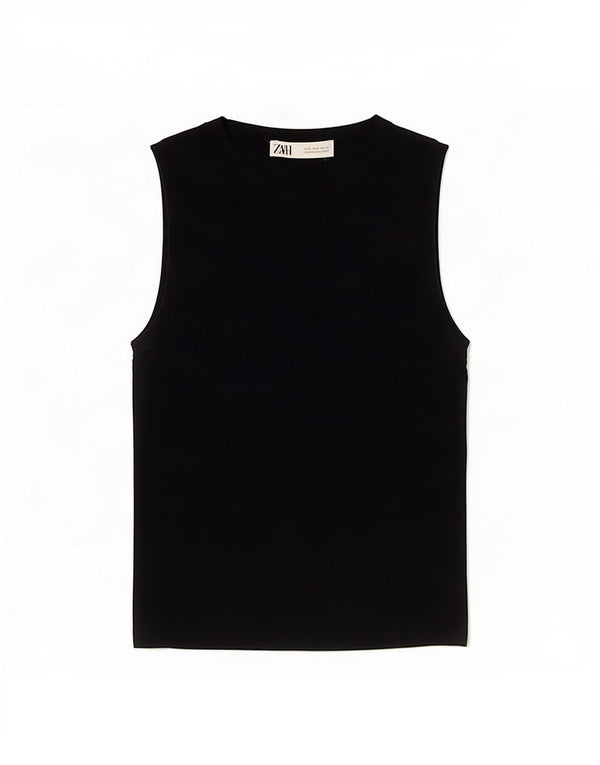 Zara Womens Vest Top UK 8 Small Navy Blue