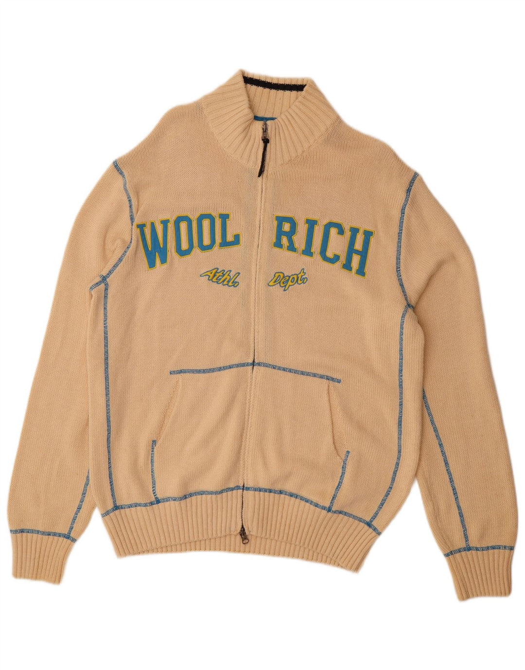 Maglione cardigan grafico da uomo WOOLRICH XL in cotone beige