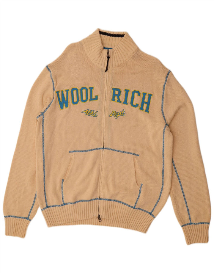 Maglione cardigan grafico da uomo WOOLRICH XL in cotone beige