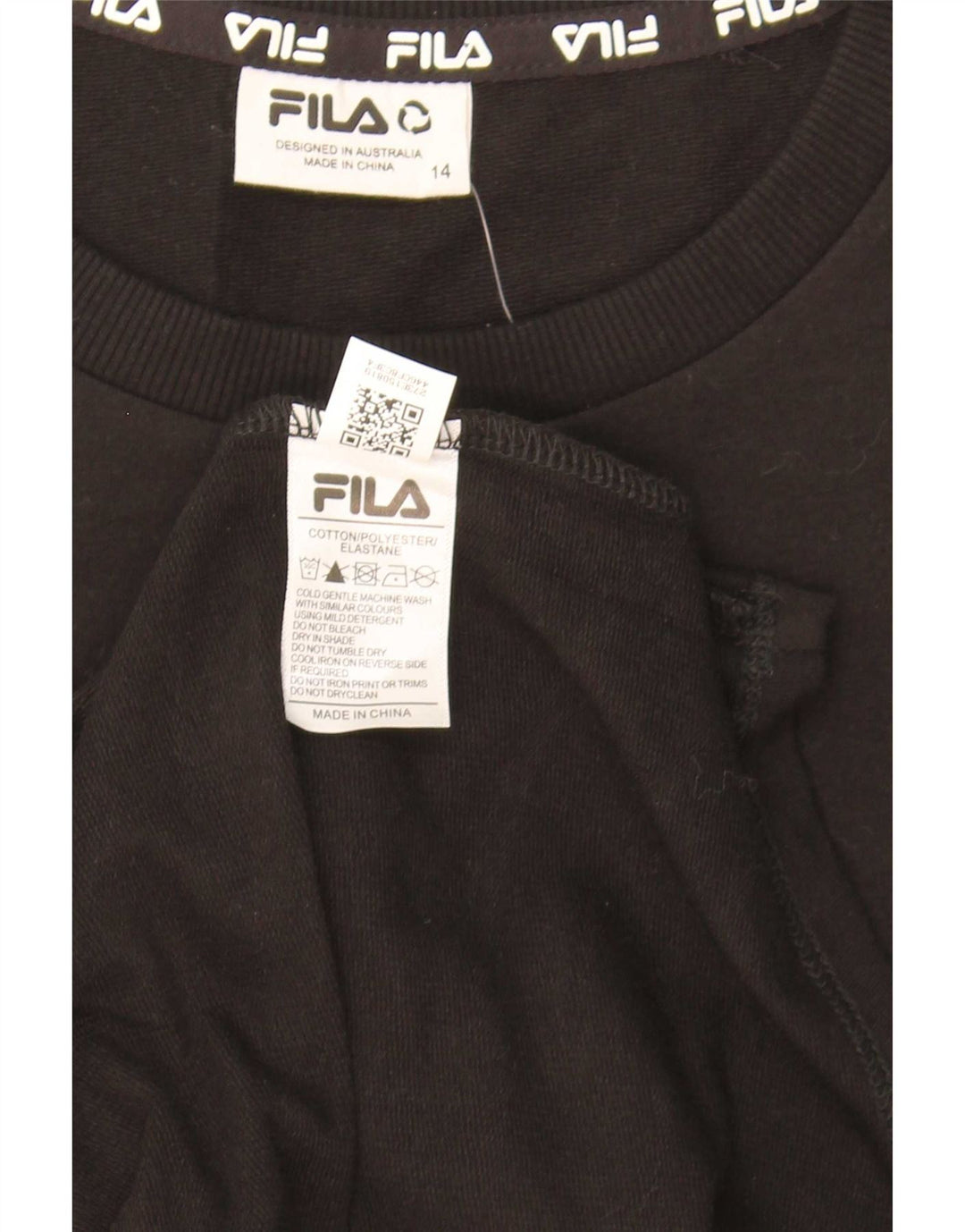 Abito basic grafico da donna Fila UK 14 cotone nero medio
